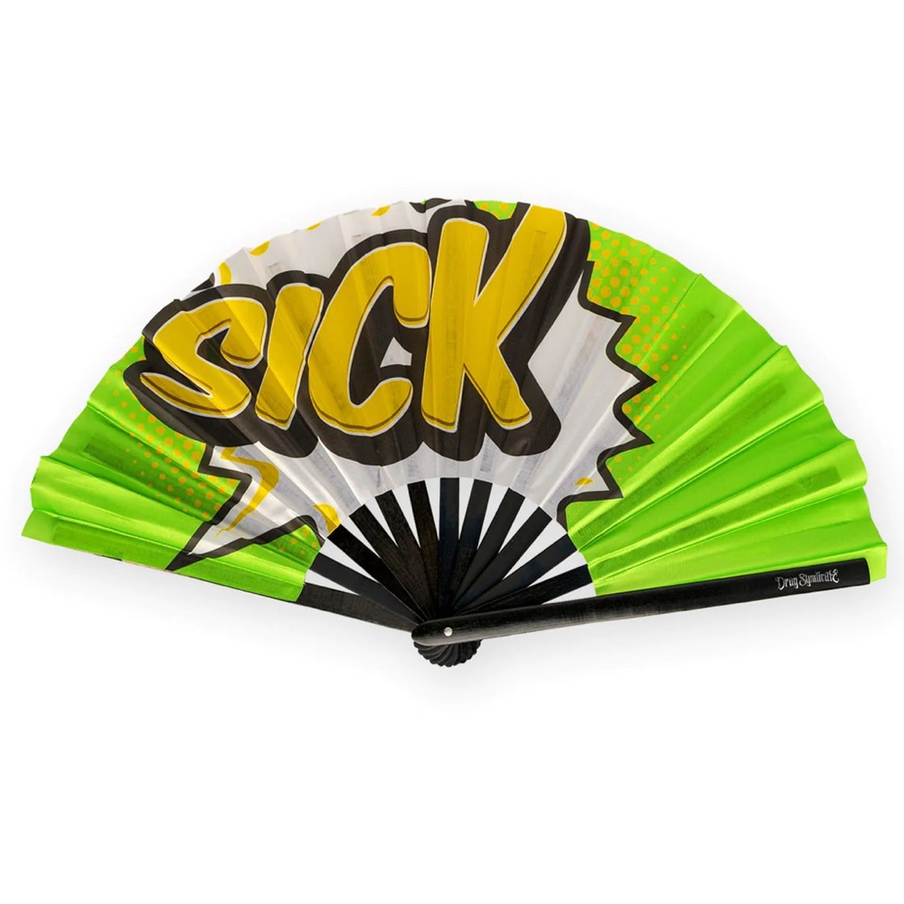 Pop art comic book style Sick clack fan with velvet bag for storage